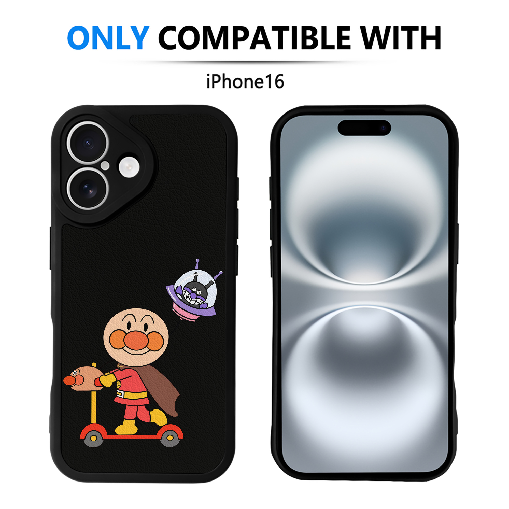 （画像用） アンパンマン Anpanman 【iPhone 16シリーズ対応】シリコンスマホケース（レザー調） 材質：シリコン